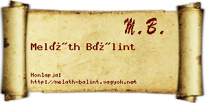 Meláth Bálint névjegykártya